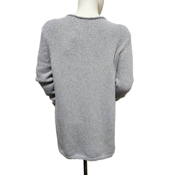 Eileen Fisher Ballet Neck Pullover Sweater Womens Size S Side Slit Blue gray CJ6 - Picture 2 of 9